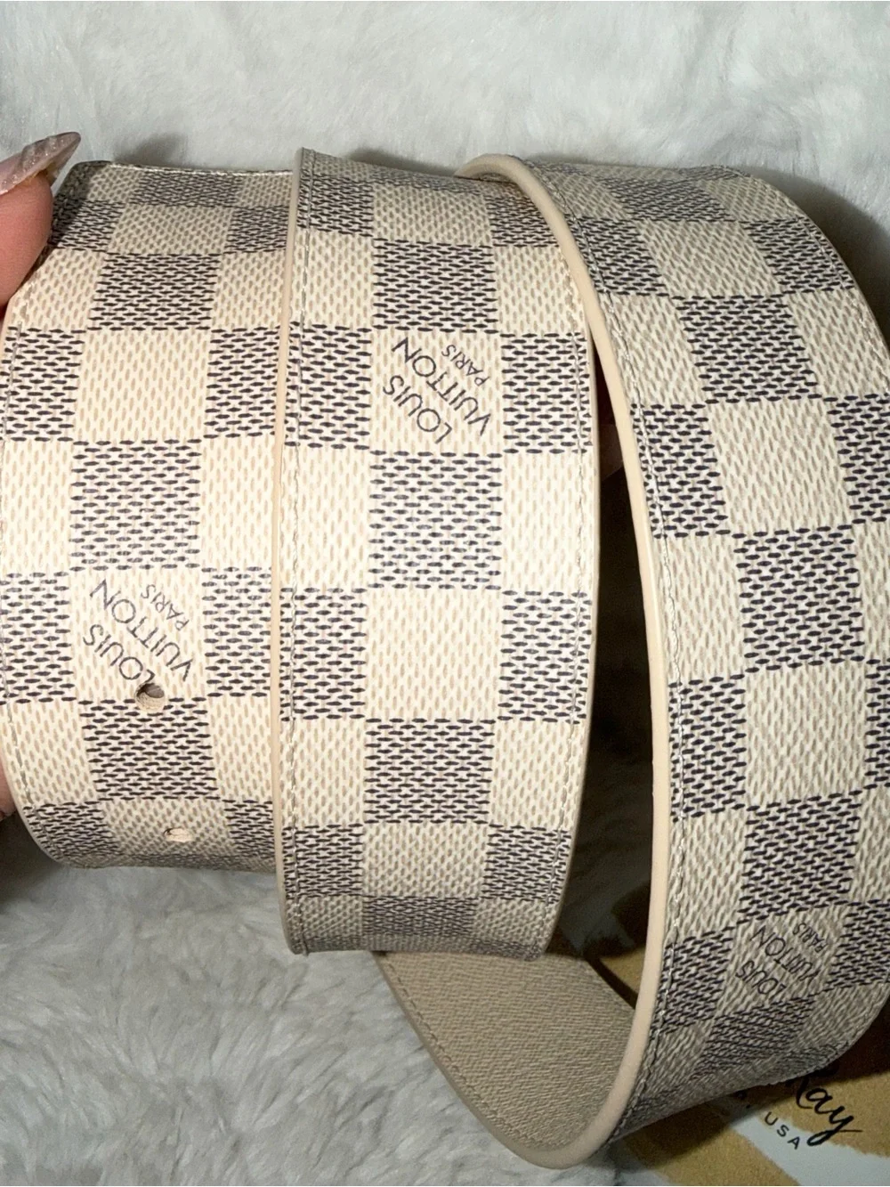 Louis Vuitton Damier Azur Belt with Gold Buckle- SIZE 100cm/40inches